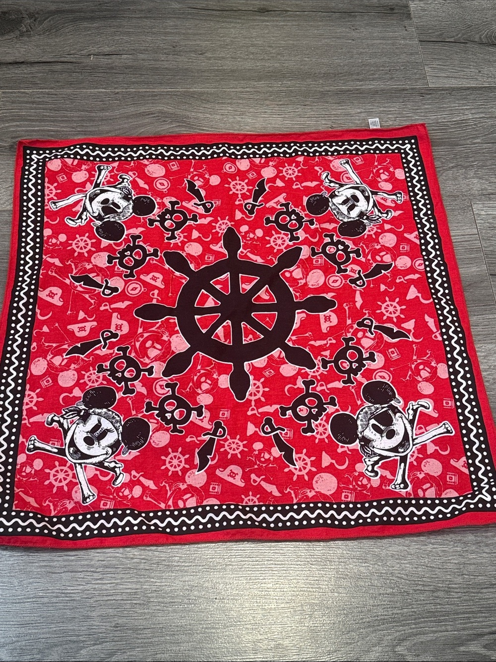 Disney Pirates of the Caribbean Red Mickey Bandana Scarf Super Cute
